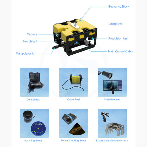 rov-300m-depth-open-frame-underwater-robot XRV4 500m Open-Frame Work Class Underwater ROV